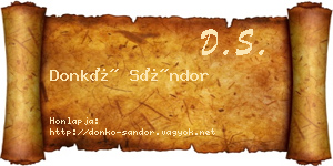 Donkó Sándor névjegykártya